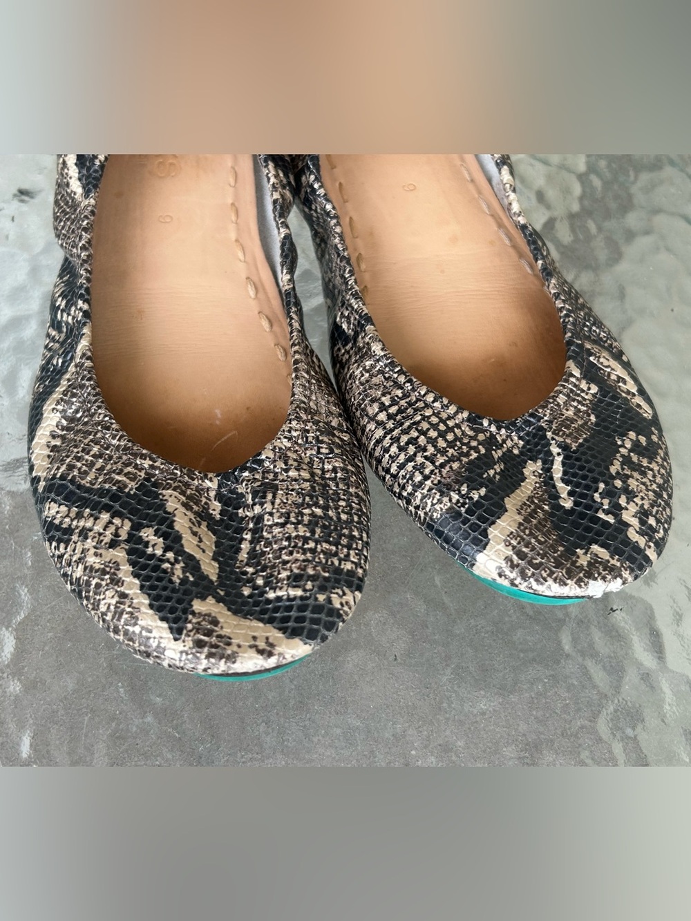 TIEKS Copperhead Snake Print Flats sz 9 - Picture 7 of 14
